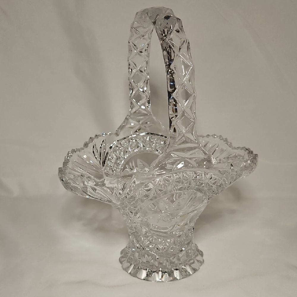 Elegant Crystal Basket with Bird Design